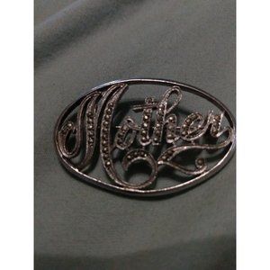 Vintage Silvertone marcasite Mother Brooch oval